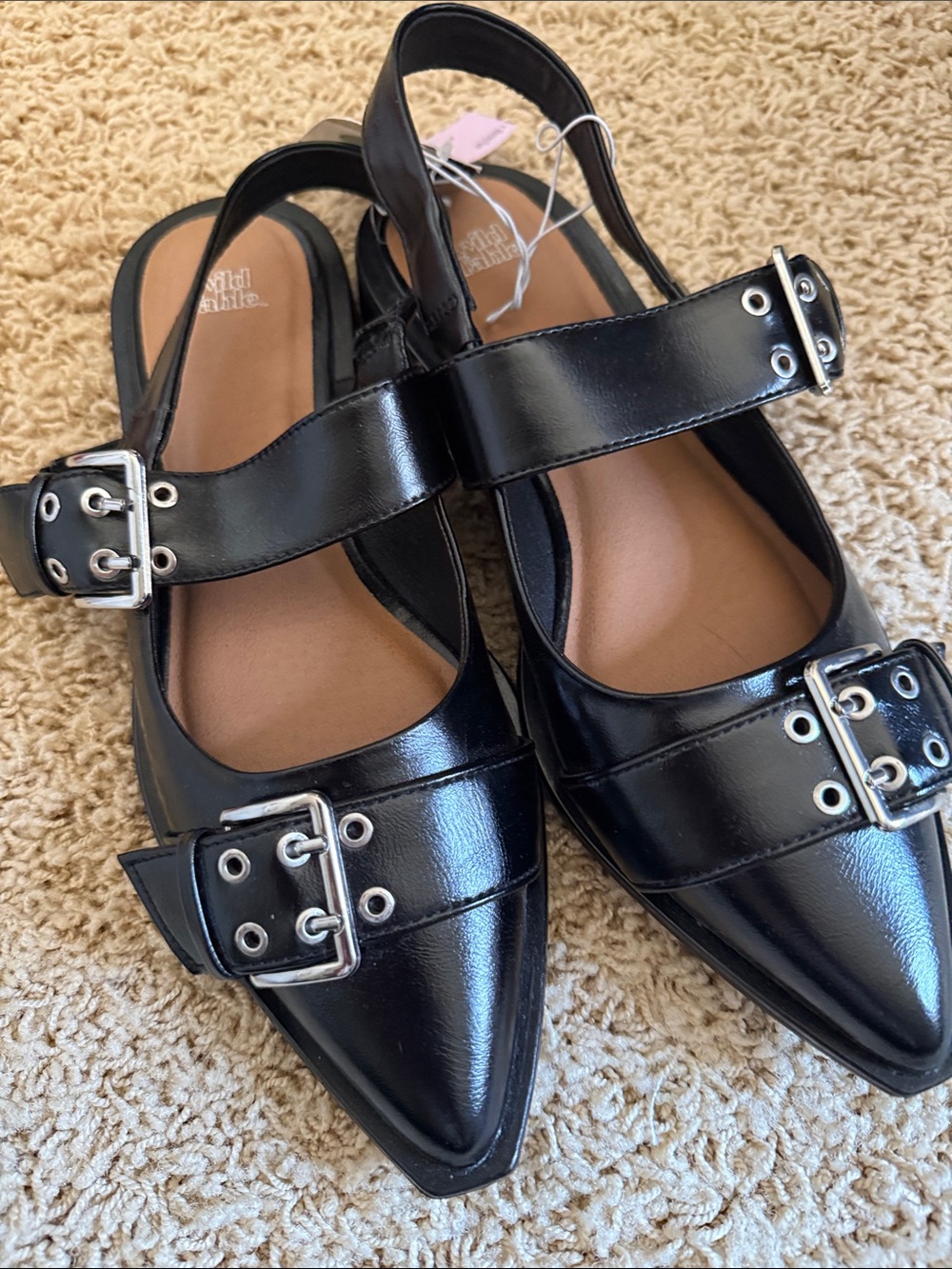 Wild Fable Peyton Black Patent Women's Buckle Strap Shoes 9m